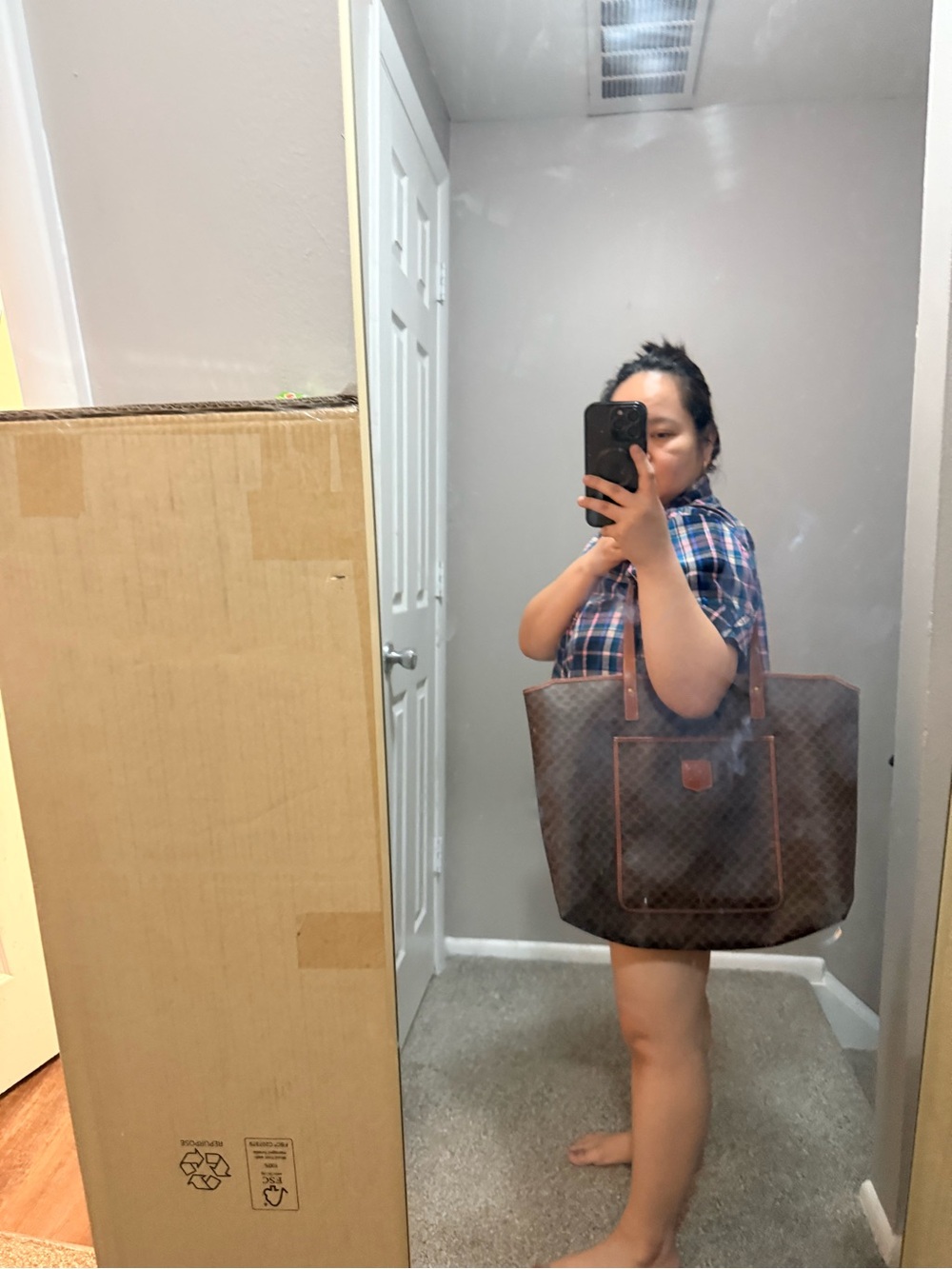 Vintage Celine brown Macadam canvas tote bag - Picture 9 of 10